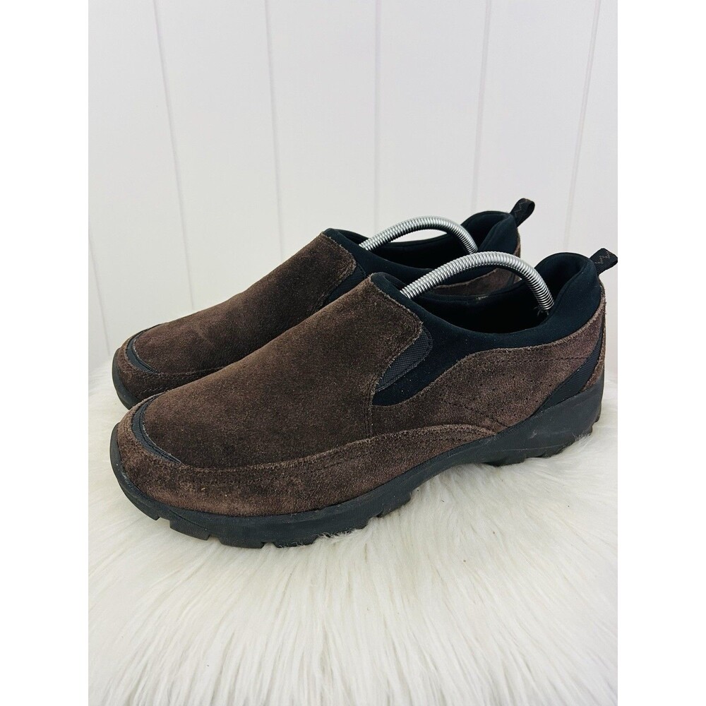 Lands' End All Weather Brown Suede Slip-On Moccasins Loafers Mens Size 11 EE